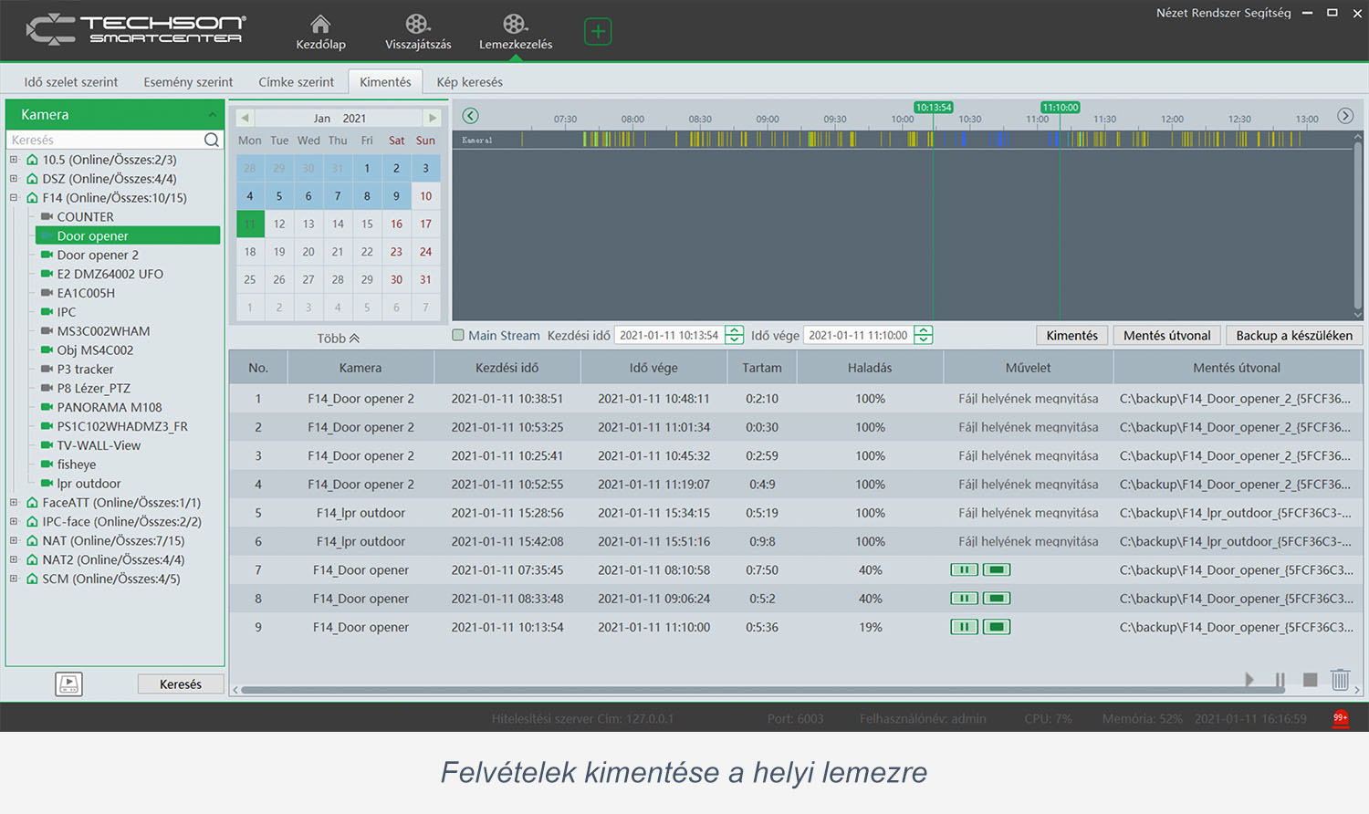 Felvételek kimentése